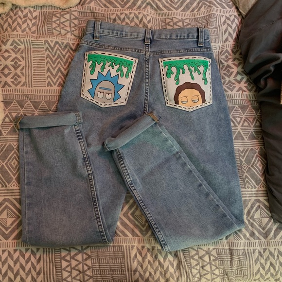 Brandy Melville Denim - Hand painted rick n morty mom jeans